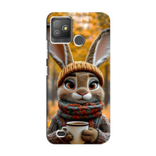 Друкований чохол 'Звірята з кавою' для Tecno Pop 5 GO – Зайчик з кавою