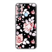 Чехлы с Цветами для TECNO Pop 5 LTE (VPrint) (Цветочки на черном)