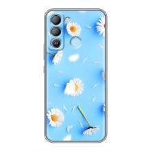Чехол с Цветами для TECNO Pop 5 LTE (ромашки на голубом)