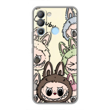 Чехол с Лабубу на TECNO Pop 5 LTE (Коллаж Лабубу)
