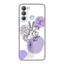 Силиконовый чехол с принтом в цветах на TECNO Pop 5 LTE – Фиолетовый букет