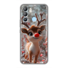 Яркий чехол для TECNO Pop 5 LTE с Зимними Оленятами – Олень с носом