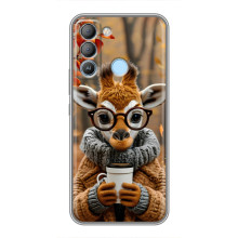 Друкований чохол 'Звірята з кавою' для TECNO Pop 5 LTE – Жираф з кавою