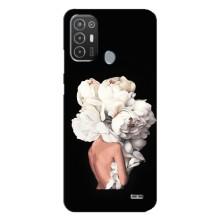 Чехлы (ART) Цветы на TECNO Pop 6 Pro (BE8) (VPrint) (Білі квіти)