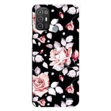 Чохли з квітами для TECNO Pop 6 Pro (BE8) (VPrint) (Квіти на чорному)
