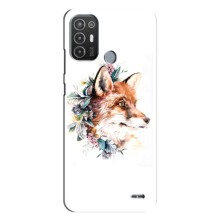 Чохли з картинкою Лисичка для TECNO Pop 6 Pro (BE8) (VPrint) (Лиса в квітах)