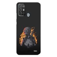 Силиконовый чехол с картинкой "Герой Pubg" на TECNO Pop 6 Pro (BE8) – В огне
