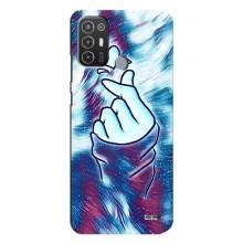 Чехол с принтом для TECNO Pop 6 Pro (BE8) (AlphaPrint - Знак сердечка) – Радужное сердце