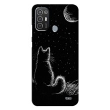 Чохол з принтом для TECNO Pop 6 Pro (BE8) (AlphaPrint) Модні коти – Котик і місяць