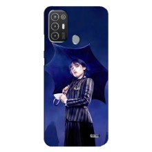 Чохли Венсдей на TECNO Pop 6 Pro (BE8) Уенсдей (AlphaPrint) (Венздей з парасолькою)