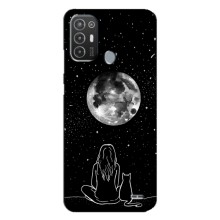 Чохол з малюнком кіт на TECNO Pop 6 Pro (BE8) (Дівчина з котом)