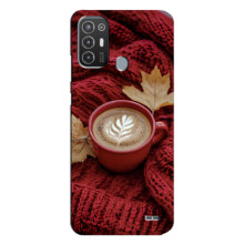 Чехол с уникальным дизайном «Осень с кофе» для TECNO Pop 6 Pro (BE8) – Кофе на пледе