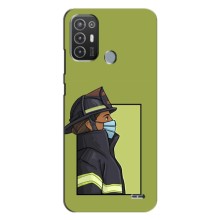 Силиконовый бампер (Работники) на TECNO Pop 6 Pro (BE8) (Пожарник)