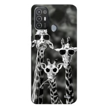 Силіконовий чохол з КАРТИНКАМИ літо для TECNO Pop 6 Pro (BE8) (AlphaPrint) (Жирафи в окулярах)