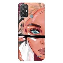 Силіконовый Чохол на TECNO Pop 6 Pro (BE8) з картинкой Модных девушек – Дівчина та вії