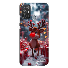 Яркий чехол для TECNO Pop 6 Pro (BE8) с Зимними Оленятами – Олень среди подарков