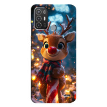 Яркий чехол для TECNO Pop 6 Pro (BE8) с Зимними Оленятами – Олень в шарфе
