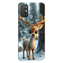 Яркий чехол для TECNO Pop 6 Pro (BE8) с Зимними Оленятами – Оленёнок в лесу