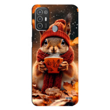Печатный чехол «Зверята с кофе» для TECNO Pop 6 Pro (BE8) – Белка с кофе
