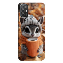 Печатный чехол «Зверята с кофе» для TECNO Pop 6 Pro (BE8)