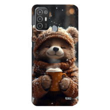 Печатный чехол «Зверята с кофе» для TECNO Pop 6 Pro (BE8) – Мишка с кофе
