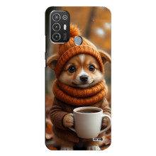 Печатный чехол «Зверята с кофе» для TECNO Pop 6 Pro (BE8) – Песик с кофе