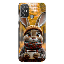 Печатный чехол «Зверята с кофе» для TECNO Pop 6 Pro (BE8) – Зайчик с кофе