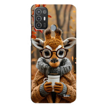 Печатный чехол «Зверята с кофе» для TECNO Pop 6 Pro (BE8) – Жираф с кофе