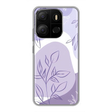 Силиконовый чехол с принтом в цветах на Tecno Pop 7 Pro – Фиолетовый дизайн