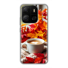 Чехол с уникальным дизайном «Осень с кофе» для Tecno Pop 7 Pro