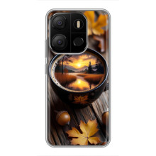 Чехол с уникальным дизайном «Осень с кофе» для Tecno Pop 7 Pro – Тёмный кофе