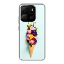 Чехлы с тематикой "ЦВЕТЫ" на Tecno Pop 7 Pro (Цветок-мороженное)