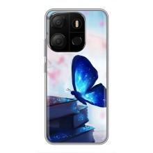 Силіконовий бампер з картинкою звірів для Tecno Pop 7 Pro (Метелик синій)