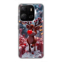 Яркий чехол для Tecno Pop 7 Pro с Зимними Оленятами – Олень среди подарков