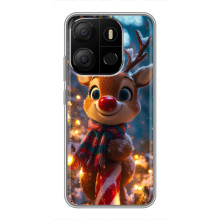 Яркий чехол для Tecno Pop 7 Pro с Зимними Оленятами – Олень в шарфе