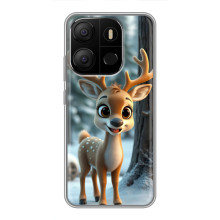 Яркий чехол для Tecno Pop 7 Pro с Зимними Оленятами – Оленёнок в лесу