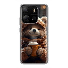 Друкований чохол 'Звірята з кавою' для Tecno Pop 7 Pro – Мішка з кавою