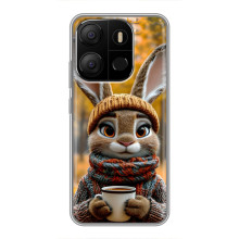Друкований чохол 'Звірята з кавою' для Tecno Pop 7 Pro – Зайчик з кавою