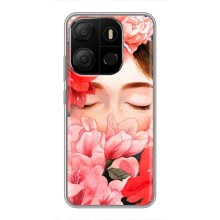 Чехлы (ART) Цветы на Tecno Pop 7 (VPrint) (Глаза в цветах)