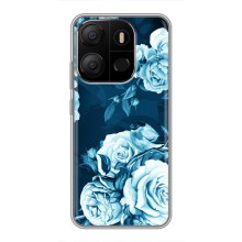 Чехлы (ART) Цветы на Tecno Pop 7 (VPrint) (Голубые Бутоны)