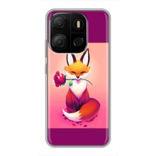 Чехлы с картинкой Лисички для Tecno Pop 7 (VPrint) (Лисичка с розочкой)