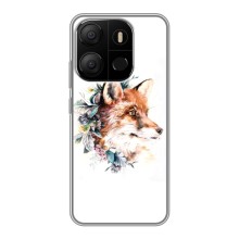 Чехлы с картинкой Лисички для Tecno Pop 7 (VPrint) (Лисичка в цветочках)