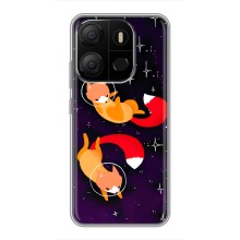 Чехлы с картинкой Лисички для Tecno Pop 7 (VPrint) (Лисички космонавты)