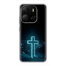 Чехол для Tecno Pop 7 (AlphaPrint) - (Христианские) (Крест и город)