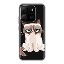 Чехол с принтом для Tecno Pop 7 (AlphaPrint) Модные коты (Грустный кот)
