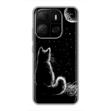 Чехол с принтом для Tecno Pop 7 (AlphaPrint) Модные коты (Котик и луна)