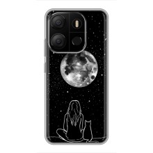 Чехол с рисунком кот на Tecno Pop 7 (Девушка с котом)