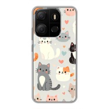 Чехол с рисунком кот на Tecno Pop 7 (Коллаж котов)