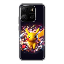 Чехол с Пикачу на Tecno Pop 7 (Пикачу с мячом)