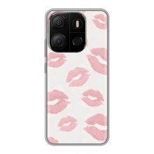 Чехол с розовым рисунком для Tecno Pop 7 (Розовые губы)